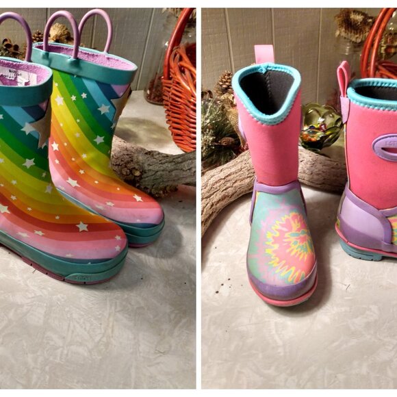 2 Pairs Size 9 Toddler Boots Western Chief - Picture 1 of 9